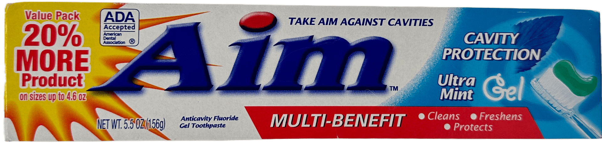 Aim Anticavity Fluoride Gel Toothpaste - Ultra Mint- 5.5 OZ - Image 4