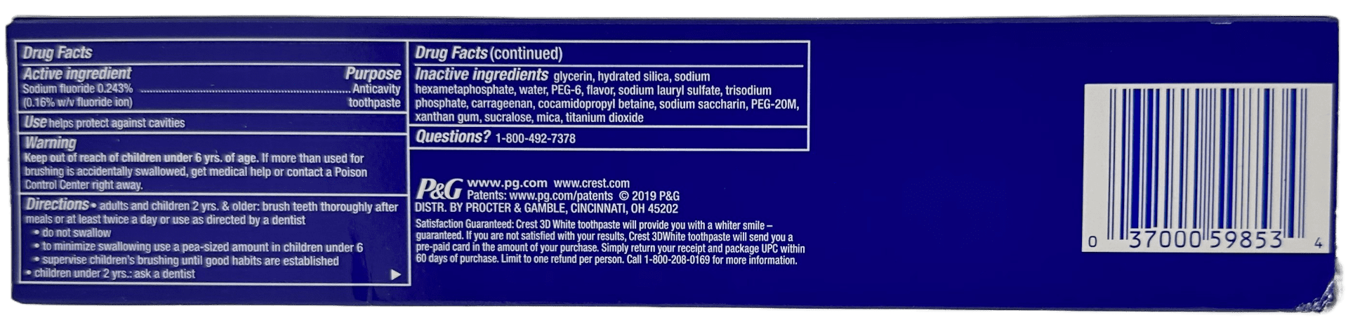 Crest 3D White Fluoride Anticavity Toothpaste - 5.6 OZ - Image 2