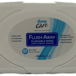 Dyna Care Flush Away Flushable Wipes - Aloe & Lanolin Scented - 60 Ct