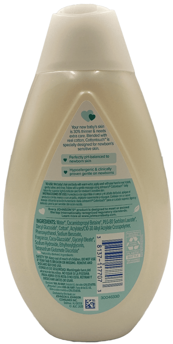 Johnson's Cottontouch Newborn Wash & Shampoo - 13.6 FL OZ - Image 2