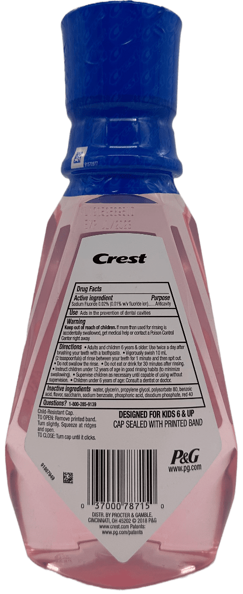 Kids Crest Anticavity Fluoride Rinse - Bubblegum Rush - 16.9 FL OZ - Image 2