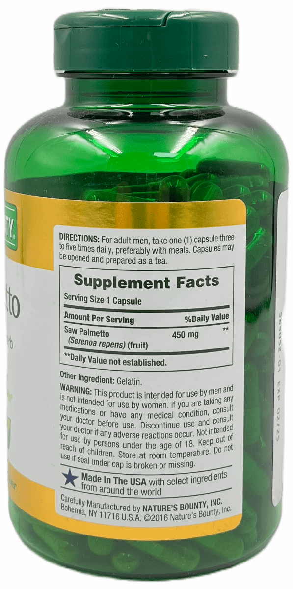 Nature's Bounty - Saw Palmetto 450 mg Capsules - 250 Ct - Image 2