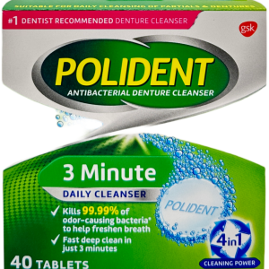 Polident 3 Minute Antibacterial  Denture Cleanser Tablets - 40 Ct