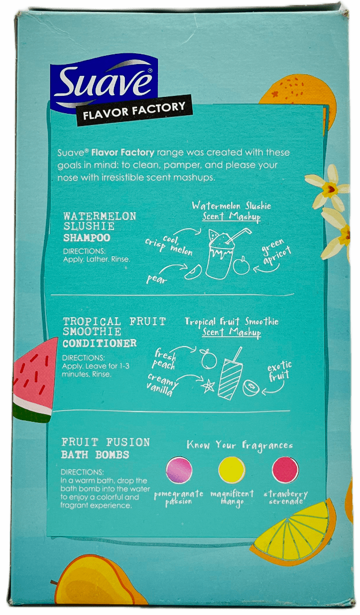 Suave Flavor Factory - Watermelon Slushie Shampoo, Tropical Fruit Smoothie Conditioner & Bath Bombs - 8.81 OZ - Image 2